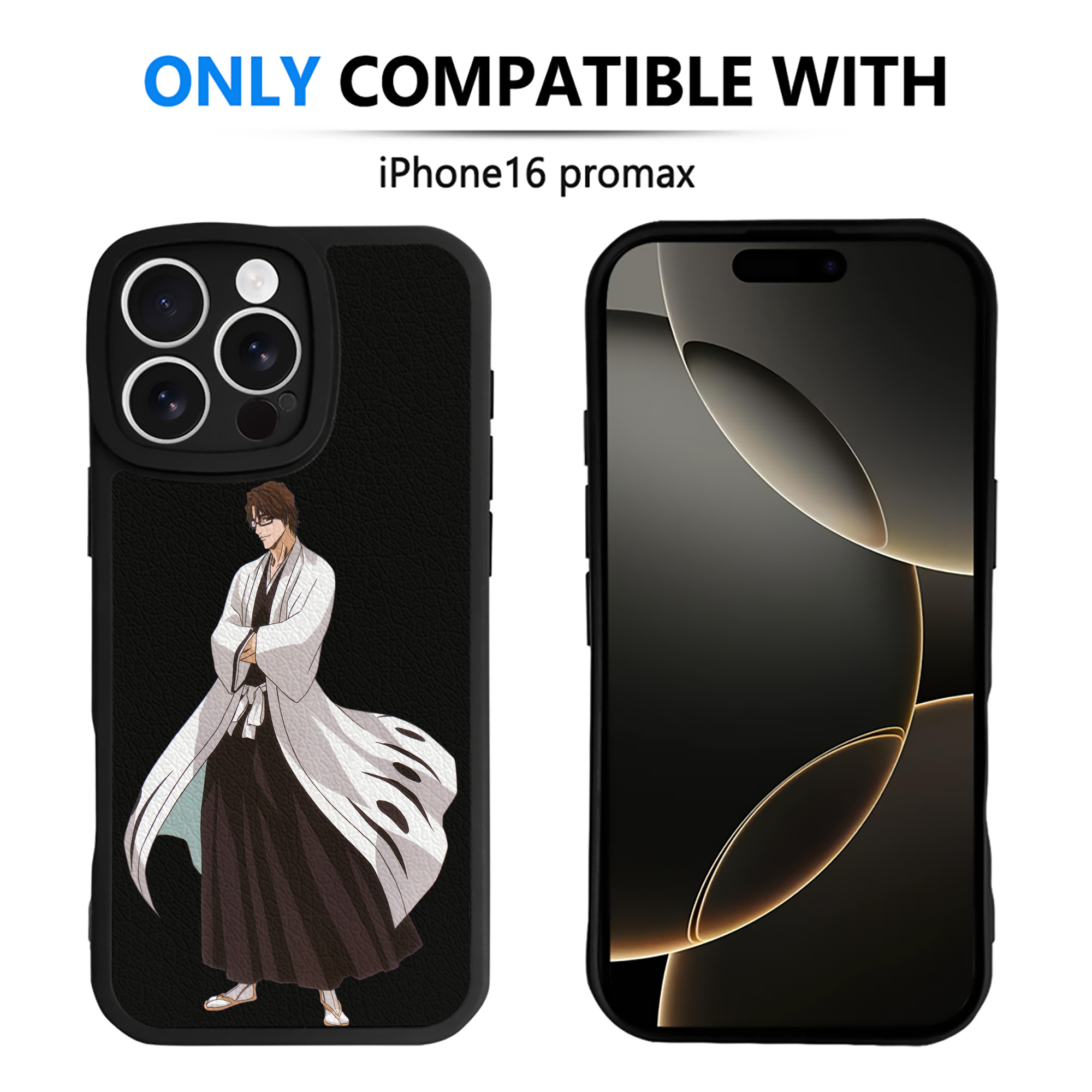 （画像用） ブリーチ 藍染 惣右介（あいぜん そうすけ） BLEACH Aizen Sousuke 【iPhone 16シリーズ対応】シリコンスマホケース（レザー調） 材質：シリコン